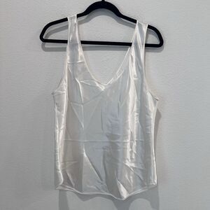 Farr West Vintage Satin Sleek Reversible Camisole Tank Top White 1X